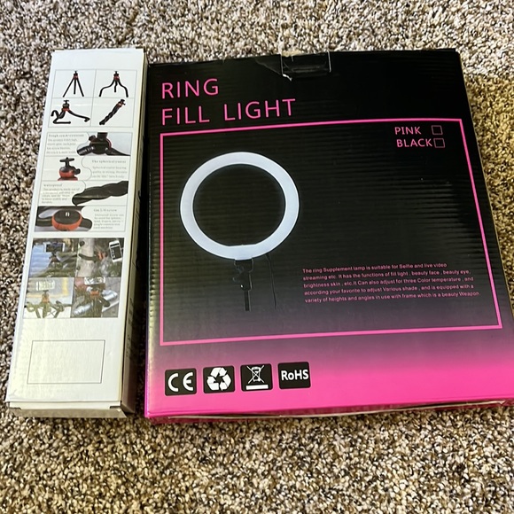 New in box LED Ring fill light with table top tripod and remote - Picture 2 of 3